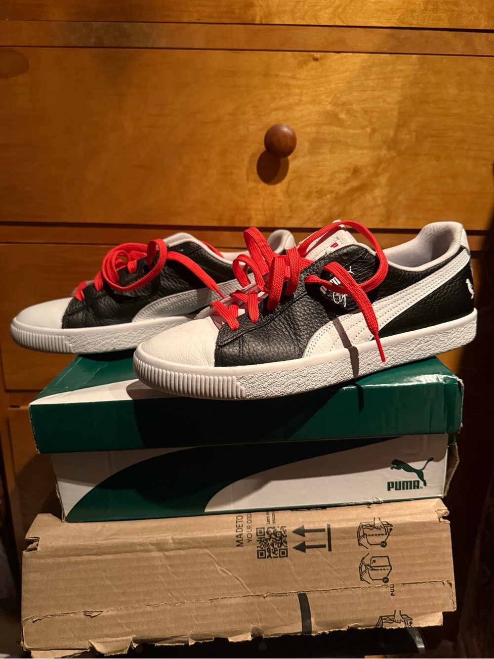 Puma XL Create From Chaos Black White Leather Low Cut Shoes